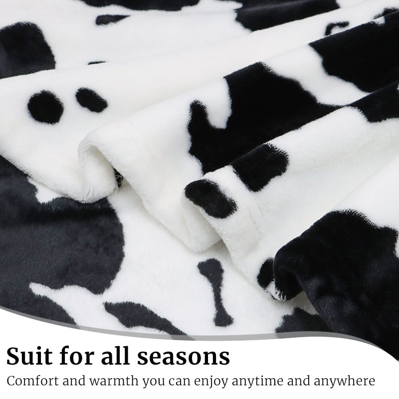 HSEEC Cow Print Blanket Warm Plush Cute Black Cow Throw Blanket Soft Fleece Flannel Lightweight Throw Blankets Sofa Couch Bed Travel Cow Bedding Room Decor for Kids Teens Adults 40""x50"" - Image 5
